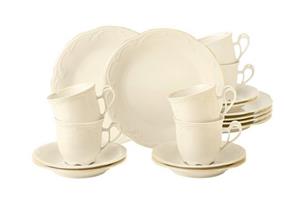 Seltmann Weiden Kaffeeservice  Rubin cream Goldrand Kaffeeservice 18tlg., 6 Personen, Porzellan