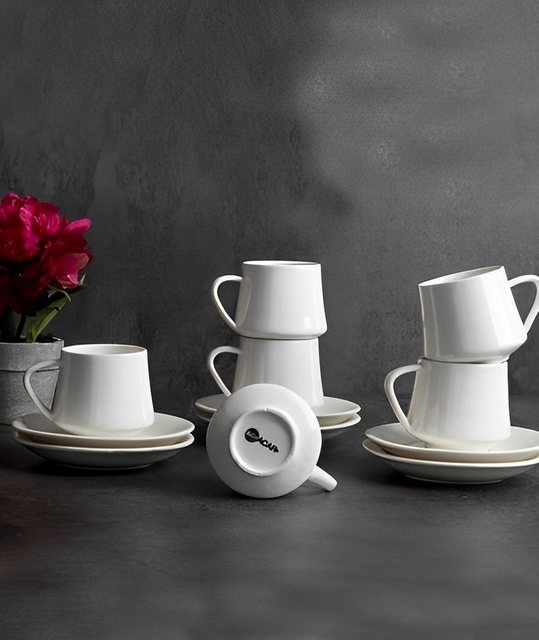 Acar Kaffeeservice Kaffeetassen-Set aus Porzellan für 6 Personen, Porzellan