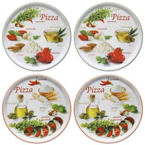 MamboCat Pizzateller 4er Set Pizzateller Napoli Pizzafoods grün + rot 33cm - 04018#ZP1 + 04018#ZP2