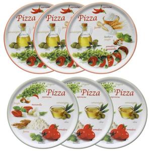 MamboCat Pizzateller 6er Set Pizzateller Napoli Pizzafoods grün + rot 33cm - 04018#ZP1 + 04018#ZP2