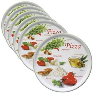 MamboCat Pizzateller 6er Set Pizzateller Napoli Pizzafoods grün 33cm - 04018#ZP1