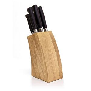 WoodFriends Messerblock aus Eichenholz für Küchenmesser modernes Design Geschenk f. Koch, Mit Anti-Rutsch-Füßen