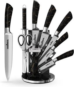 RHEINSTAHL Messer-Set 9 teilig Messerblock Messerset Küchenmesser Set Profi Kochmesser, Edelstahl hochwertiges SelbstschärfenMesser Küchenmesser Set