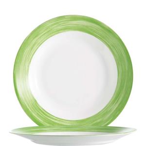 Arcoroc Speiseteller Brush Green, Teller flach 25cm Opal Grün 6 Stück