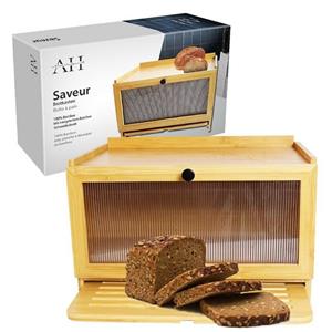 AH mit liebe handgemacht Brotkasten Bambus Brotbox Brotkasten mit Schneiderbrett für Brotaufbewahrung