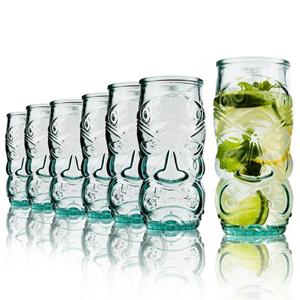 BigDean Cocktailglas 8 Trinkgläser im Tiki Look 550ml Longdrinkglas 100% Recycling, Glas