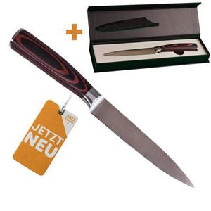 AMZHANDEL Kochmesser Extrem scharfe Messer - Besonders handlich dank Pakkaholz, Stahl: 5Cr15MoV / Rockwell-Härte: 56-58