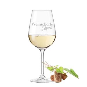 KS Laserdesign Weinglas Leonardo mit Gravur - Weinschorle Queen - Geschenkidee, Glas, Lasergravur