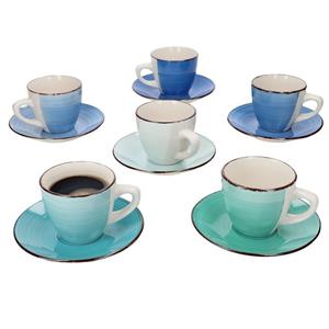 MamboCat Kaffeeservice 12tlg. Kaffee-Tassen-Set Blue Baita Curacao für 6 Personen, Steingut