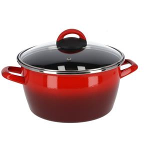 Magefesa Rvs rode kookpan/pan met glazen deksel 24 cm 10 liter -