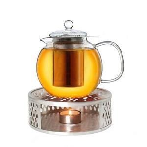 Creano Teekanne  Teekanne aus Glas 0,85l + ein Stövchen aus Edelstahl, 3-teilige, (Set)