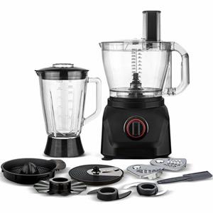 TurboTronic by Z-Line Küchenmaschine Food Processor mit Standmixer 3L Behälter 1,5L Glaskaraffe, 1900 W, 3 l Schüssel, Raspelscheiben Zitruspresse Zerkleinerer Eiscrusher Power