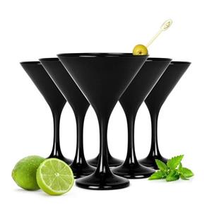 Sendez Martiniglas 6 schwarze Martinigläser Martinischalen Cocktailschale Cocktailgläser Trinkgläser, Glas