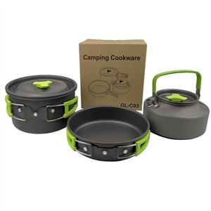 Flowgoer Geschirr-Set Tragbares Topf-und Teekannen-Set für den Außenbereich für 2,3 Personen
