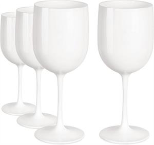 YIDOMDE Rotweinglas Weingläser Plastik 4 Stück,Weiß