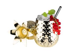 APS Cocktailglas, Edelstahl, Ananasglas mit Deckel, Set Cocktail-becher Golden & Metall Strohhalm