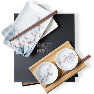 Moritz & Moritz Tafelservice Sushi Set Kirschblüten (10-tlg), Porzellan, Geschirrset für 2 Personen