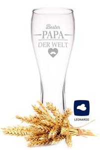 GRAVURZEILE Bierglas Leonardo Weizenglas mit Gravur - Bester Papa der Welt - Geschenk für Papa ideal als Vatertagsgeschenk 0,5l Bierglas Weizenbierglas als Geburtstagsgeschenk für Männe