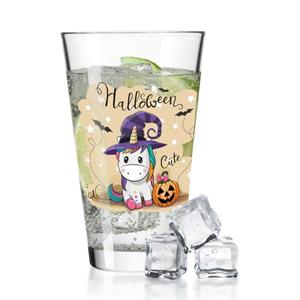 GRAVURZEILE Glas Wasserglas mit UV-Druck - Halloween Einhorn Design - mit Motiv