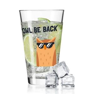 GRAVURZEILE Glas Wasserglas mit UV-Druck - im Owl be back Design - Lustiges Geschenk