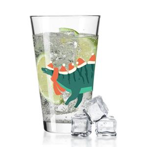 GRAVURZEILE Glas Wasserglas mit UV-Druck - im Santasaurus Design - Lustiges Geschenk