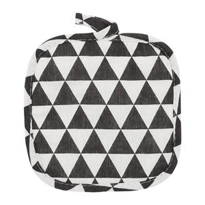 Krumble Pannenlap driehoek patroon - Katoen - Zwart met wit
