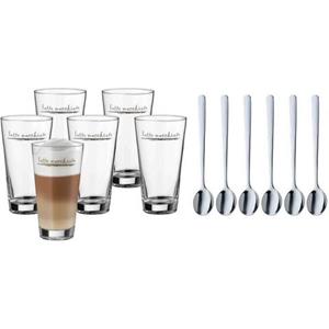 WMF Gläser-Set "Clever&More", (Set, 12 tlg., 6x Latte Macchiato Gläser-6x Latte Macchiato Löffel), Glas stapelbar, 12-teilig
