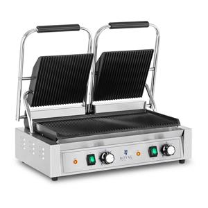 Royal Catering Dubbele contactgrill - 3.600 W - geribbeld