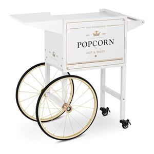 royalcatering Royal Catering - Popcornwagen Wagen für Popcornmaschine Popcorntrolley 2 Bremsen weiß & golden - Weiß
