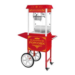 royalcatering Retro Popcornmaschine Profi Popcornmaker Popcornautomat 1500W 5kg/h mit Wagen - Rot