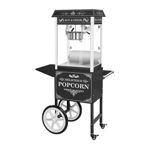 royalcatering Retro Popcornmaschine Popcornmaker Popcornautomat 1600W 5kg h Schwarz mit Wagen - Schwarz
