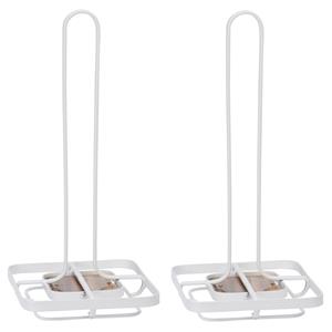 Excellent Houseware 2x stuks keukenrol/keukenpapierhouders wit van metaal 30 cm -