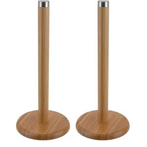 Merkloos 2x stuks keukenrol houder bamboe 32 cm -