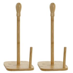 Items 2x stuks keukenrol houder bamboe hout 15 x cm -