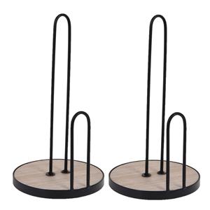 Merkloos Set van 2x keukenrol/keukenpapierhouders zwart met klem 28 cm -