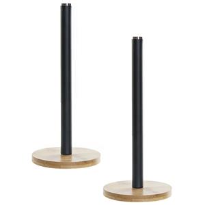 Items 2x stuks keukenrol houders bamboe hout zwart 15 x cm -