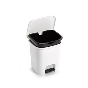 PlasticForte Kunststof afvalemmers/vuilnisemmers wit 7.5 liter met pedaal -