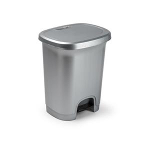 PlasticForte Kunststof afvalemmers/vuilnisemmers zilver 8 liter met pedaal -