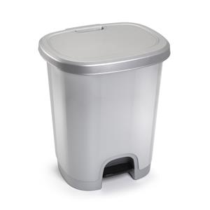 PlasticForte Kunststof afvalemmers/vuilnisemmers zilver 18 liter met pedaal -