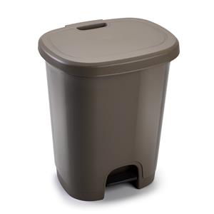 PlasticForte Kunststof afvalemmers/vuilnisemmers taupe 27 liter met pedaal -