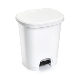 PlasticForte Kunststof afvalemmers/vuilnisemmers wit 27 liter met pedaal -