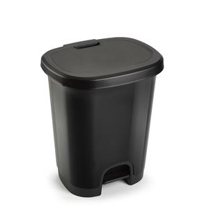 PlasticForte Kunststof afvalemmers/vuilnisemmers zwart 27 liter met pedaal -