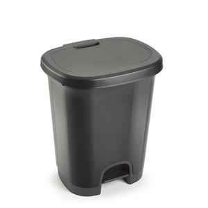 PlasticForte Kunststof afvalemmers/vuilnisemmers donkergrijs 27 liter met pedaal -