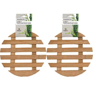 Haushaltshelden Pannenonderzetters - 2x - rond - D17 cm - bamboe hout -