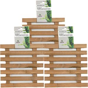 Haushaltshelden Pannenonderzetters - 3x - vierkant - D17 cm - bamboe hout -