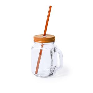 1x stuks Drink potjes van glas Mason Jar oranje deksel 500 ml -