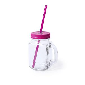 1x stuks Drink potjes van glas Mason Jar roze deksel 500 ml -