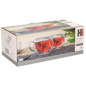 HI Set van 2x stuks dubbelwandige theeglazen/koffieglazen 250 ml -