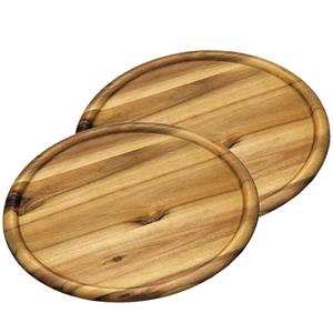 Kesper 2x stuks houten serveerborden/pizzaborden rond 32 cm -