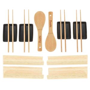 Excellent Houseware 14-delige sushi serveer set voor 4 personen - keramiek - zwart -